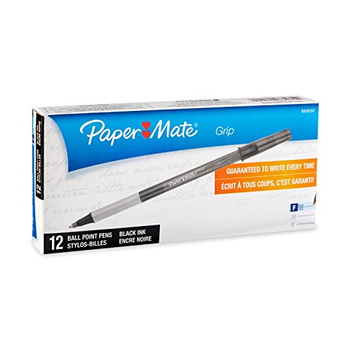 Product Cover Paper Mate Write Bros. Grip Stick Fine Point Ballpoint Pen, 12 Black Ink Pens (8808287)
