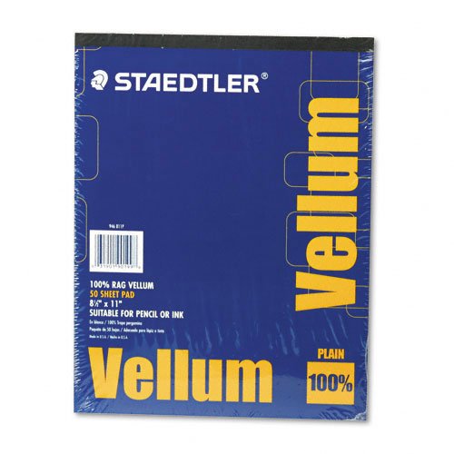 Product Cover Staedtler Mars Vellum Paper, 16#, Rag, 8.5 x 11 Inches, Plain, 50 Sheets per Pad (946811P)