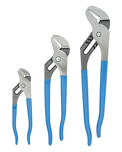 Product Cover Channellock GS-3 3 Piece Straight Jaw Tongue and Groove Pliers Set - 12-Inch, 9.5-Inch, 6.5-Inch |  Groove Joint Pliers | Laser Heat-Treated 90° Teeth| Forged from High Carbon Steel | Patented Reinforcing Edge Minimizes Stress Breakage | M