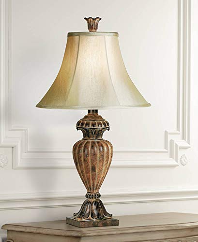 Product Cover Traditional Table Lamp Urn Two Tone Bronze Off White Bell Shade for Living Room Family Bedroom Bedside Nightstand - Regency Hill