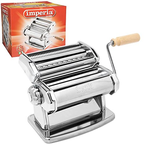 Product Cover Imperia Pasta Maker Machine - Heavy Duty Steel Construction w Easy Lock Dial and Wood Grip Handle- Model 150 Made in Italy