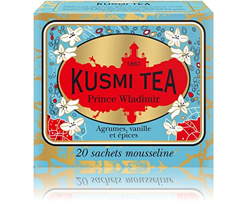 Product Cover Kusmi Tea - Prince Vladimir - Russian Black Tea Blend with Vanilla, Bergamot & Other Spices - All Natural, Premium Loose Leaf Black Tea Blend in 20 Eco-Friendly Muslin Tea Bags (20 Servings)