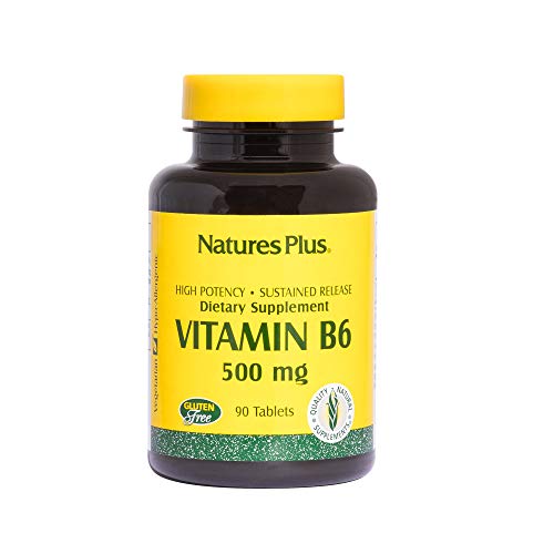 Product Cover NaturesPlus Vitamin B6 (Pyridoxine HCI), Sustained Release - 500 mg, 90 Vegetarian Tablets - Energy & Metabolism Booster, Memory, Mood, Immune Support Supplement - Gluten-Free - 90 Servings