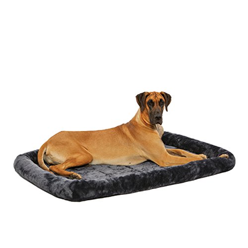 Product Cover 54L-Inch Gray Dog Bed or Cat Bed w/ Comfortable Bolster | Ideal for Giant Dog Breeds (Great Dane / Mastiff) & Fits a 54-Inch Dog Crate | Easy Maintenance Machine Wash & Dry | 1-Year Warranty