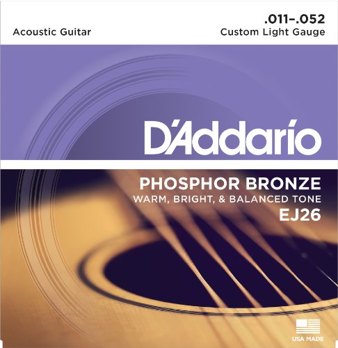 Product Cover D'Addario Phosphor Bronze Acoustic Guitar Strings, Custom Light, 11-52 (EJ26)