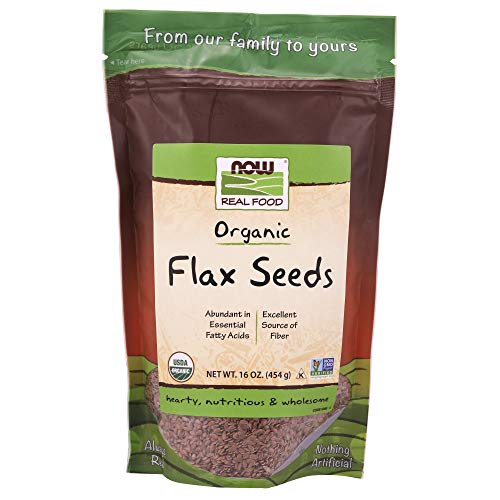 Product Cover NOW Foods, Organic Flax Seeds, Source of Essential Fatty Acids and Fiber, Certified Non-GMO, Kosher, 1-Pound