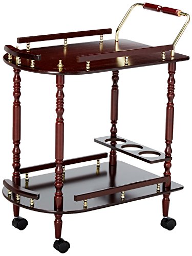 Product Cover Serving Cart with Brass Accents Merlot and Brass