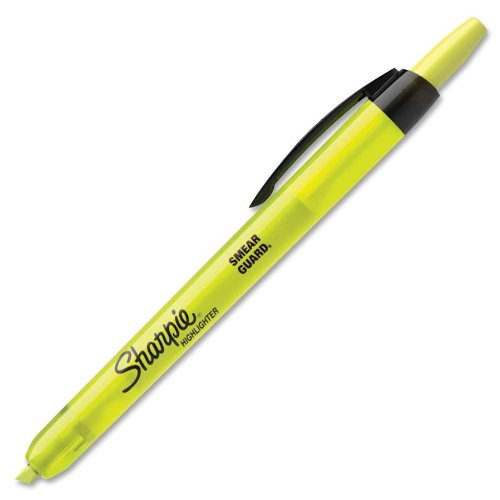 Product Cover Sharpie Accent Retractable Highlighters, Chisel Tip, Fluorescent Yellow, Box of 12