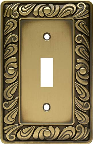 Product Cover Franklin Brass 64049 Paisley Single Toggle Switch Wall Plate/Switch Plate/Cover, Tumbled Antique Brass
