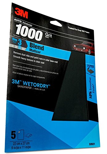 Product Cover 3M Wetordry Sandpaper, 32021, 1000 grit, 9 in x 11 in, 5 sheets per pack