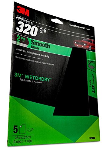 Product Cover 3M Wetordry Sandpaper, 32040, 320 Grit, 9 inch x 11 inch, 5 per pack