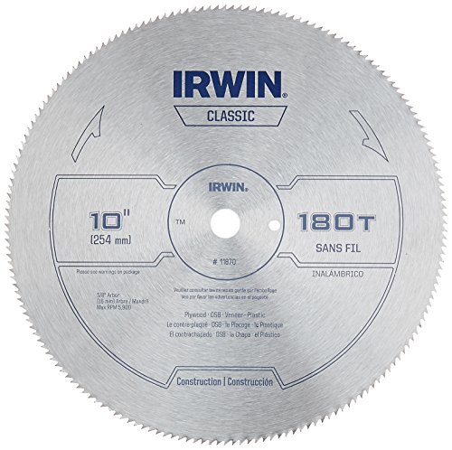 Product Cover IRWIN Tools Classic Series Steel Table / Miter Circular Saw Blade, 10-Inch 180T (11870)