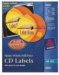 Product Cover Avery CD Labels, White Matte, 40 CD Labels and 80 Spine Labels (8960)
