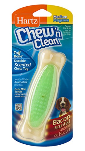 Product Cover Hartz Chew 'n Clean Tuff Bone Bacon Scented Dental Dog Chew Toy - Medium