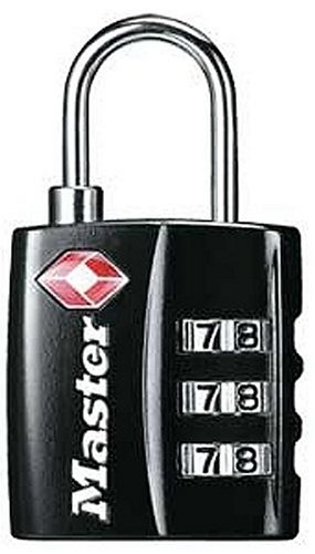 Product Cover Master Lock Padlock, Set Your Own Combination TSA-Accepted Luggage Lock, 1-3/16 in. Wide, 4680DBLK