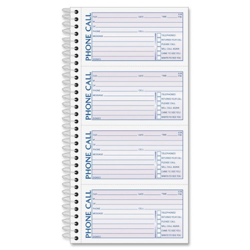 Product Cover Adams Spiral Bound Phone Message Book, Carbonless Duplicate, 4 Messages per Page, 600 Sets per Book (SC1164D)
