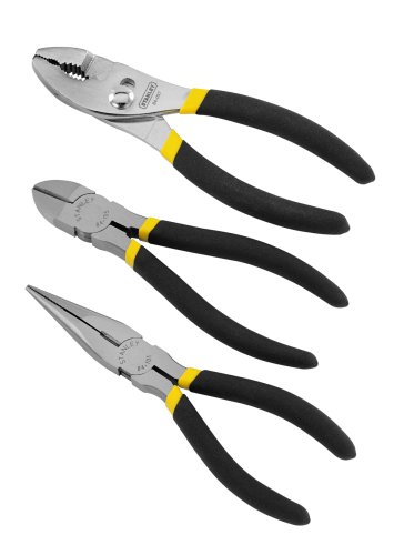Product Cover Stanley 84-114 3 Piece Basic 6-Inch Slip Joint, 6-Inch Long Nose, and 6-Inch Diagonal Plier Set