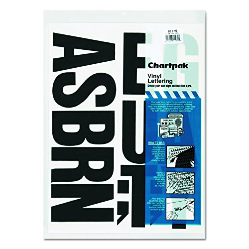 Product Cover Chartpak Self-Adhesive Vinyl Capital Letters, 4 Inches High, Black, 58 per Pack (01175)