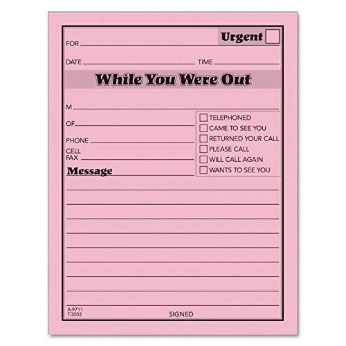 Product Cover TOPS While You Were Out One-Sided Note Pads, 4.25 x 5.5 Inches, Pink, 50 Sheets per Pad, 12 Pads per Pack (3002P)