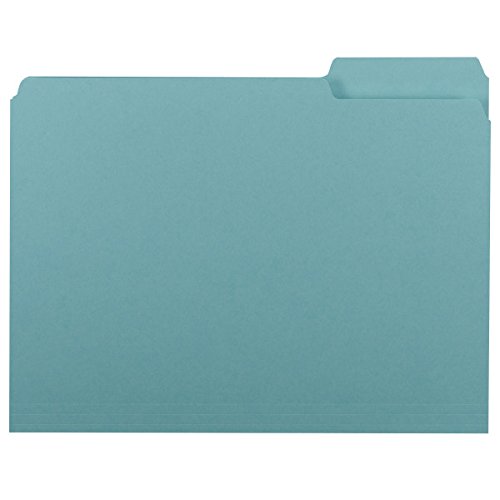 Product Cover Smead Interior File Folder, 1/3-Cut Tab, Letter Size, Aqua, 100 per Box (10235)