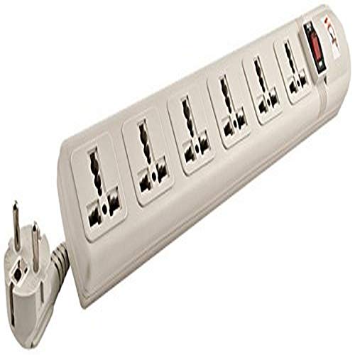 Product Cover VCT - 220V/240V AC 13A Universal Surge Protector / Power Strip with 6 Universal Outlets. 50Hz/60Hz - 450 Joules. Max. 4000 Watt Capacity - Heavy Duty European Cord