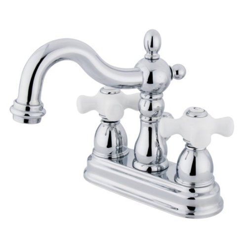 Product Cover Kingston Brass KB1601PX Heritage 4-Inch Centerset Lavatory Faucet with Porcelain Cross Handle, Polished Chrome