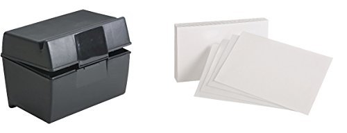 Product Cover Oxford 01351 Plastic Index Card Flip Top File Box Holds 300 3 x 5 Cards, Matte Black (1 EA)