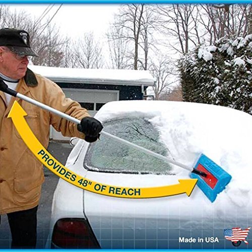 Product Cover SnoBrum Original Snow Removal Tool with 27 to 46 Compact Telescoping Handle- Remove snow from vehicles, awnings, pool/hot tub covers and more without Scratching