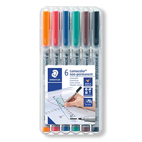 Product Cover Staedtler Lumocolor Non-Permanent Overhead Projection Markers assorted colors medium 1.0 mm set of 6