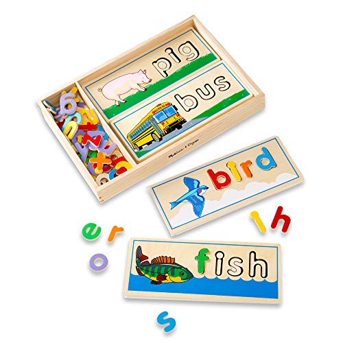 Product Cover Melissa & Doug See & Spell Learning Toy (Developmental Toys, Wooden Case, Develops Vocabulary and Spelling Skills, 50+ Wooden Pieces)