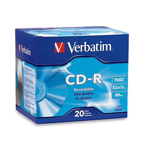 Product Cover Verbatim CD-R 700MB 80 Minute 52x Recordable Disc - 20 Pack Slim Case - 94936, Silver