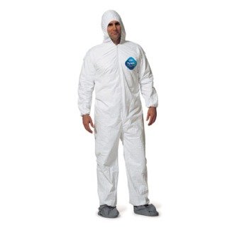 Product Cover DuPont TY122S Disposable Elastic Wrist, Bootie & Hood White Tyvek Coverall Suit 1414, XX-Large