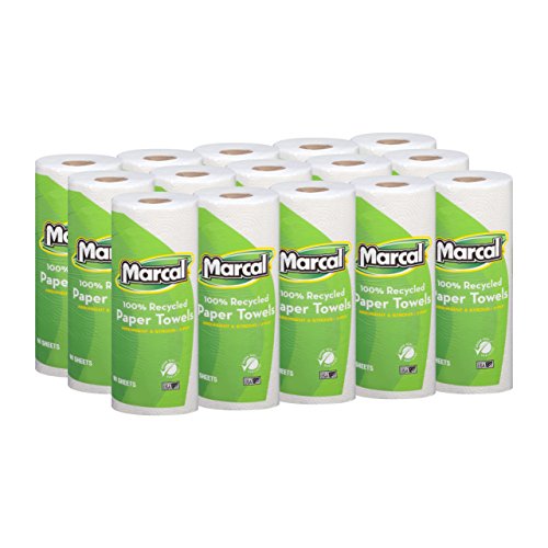 Product Cover Marcal Paper Towels 100% Recycled 2-Ply, 60 Sheets Per Roll - Case of 15 Individually Wrapped Green Seal Certified 06709