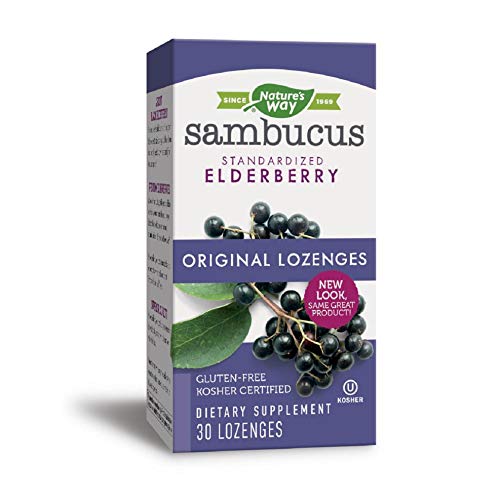 Product Cover Nature's Way Original Sambucus Elderberry Lozenges with Vitamin C, Gluten Free, Vegetarian, 30 Count