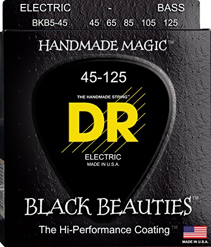 Product Cover DR Strings Bass Strings, Black Beauties-Extra-Life Black, Coated 5-String, 45-125