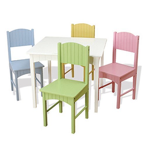 Product Cover KidKraft Nantucket Kid's Wooden Table & 4 Chairs Set with Wainscoting Detail - Pastel