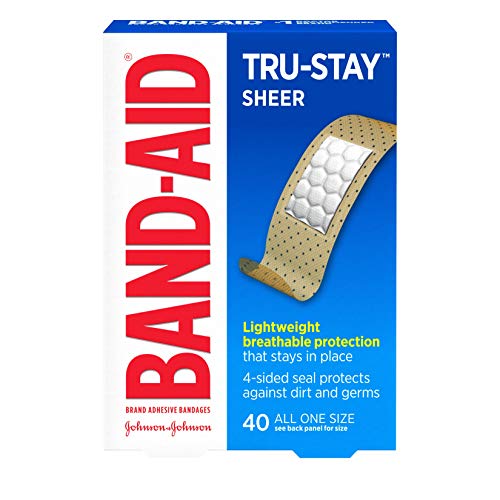Product Cover Band-Aid Brand Tru-Stay Sheer Strips Adhesive Bandages for First Aid and Wound Care, All One Size, 40 ct