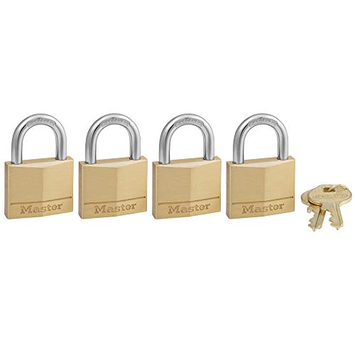 Product Cover Master Lock Padlock, Solid Brass Lock, 1-9/16 in. Wide, 140Q (Pack of 4-Keyed Alike)