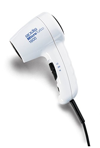 Product Cover Andis 1600-Watt MicroTurbo Dual Voltage Hair Dryer, White (33805) (Packaging May Vary)