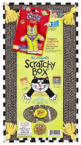 Product Cover Petmate FATCAT Big Mama's Scratchy Box Cardboard Cat Scratcher Catnip and Toy Included
