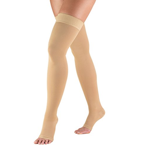 Product Cover Truform 0868, Compression Stockings, Thigh High, Open Toe, 20-30 mmhg, Beige, Medium