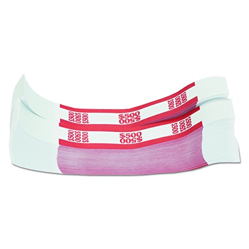 Product Cover MMF Industries Self-Adhesive Currency Straps, Red, 500 in $5 Bills, 1000 Bands per Box (216070F07)