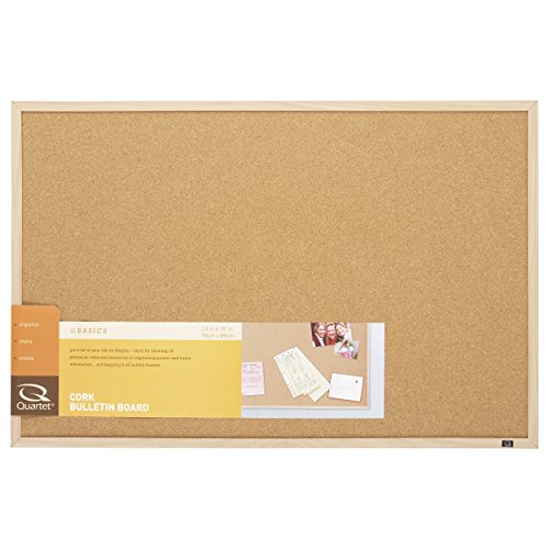 Product Cover Quartet Cork Bulletin Board, 23-Inch x 35-Inch, Oak Finish Frame (35-380352), Brown