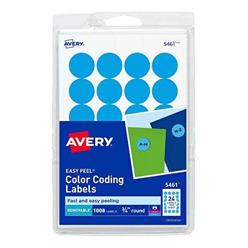 Product Cover Avery Print/Write Self-Adhesive Removable Labels, 0.75 Inch Diameter, Light Blue, 1,008 per Pack (05461)