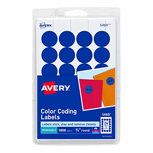 Product Cover Avery Print/Write Self-Adhesive Removable Labels, 0.75 Inch Diameter, Dark Blue, 1,008 per Pack (5469)