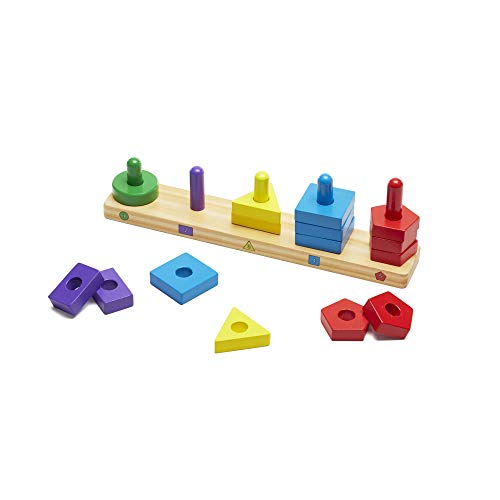 Product Cover Melissa & Doug Stack and Sort Board - Wooden Educational Toy with 15 Solid Wood Pieces