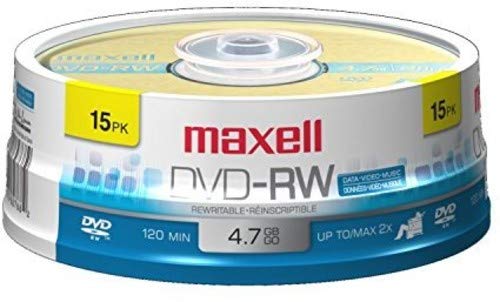 Product Cover Maxell 635117 4.7 GB Rewritable DVD-RW Spindle 15 Pack