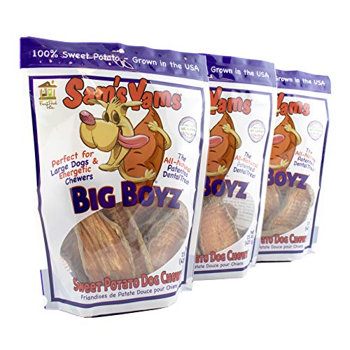 Product Cover Sam's Yams Big Boyz Sweet Potato Dog Chews 15-ounce bags- Value Pack (3 bags)