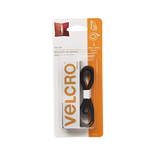 Product Cover VELCRO Brand for Fabrics | Iron On Tape for Alterations and Hemming | No Sewing or Gluing | Heat Activated for Thicker Fabrics | Cut-to-Length Roll, 24 in x 3/4 in, Black