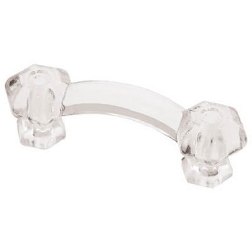 Product Cover 3-Inch Victorian Glass Kitchen or Furniture Cabinet Hardware Drawer Handle Pull, Clear, Packaging May Vary